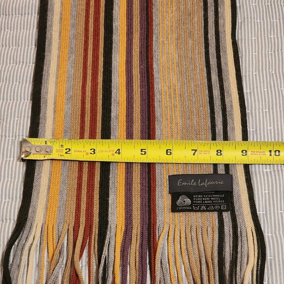 Emile Lafaurie 100% Wool Striped Knit Scarf - Picture 7 of 7